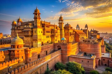 Obraz premium Majestic Junagah Fort Bikaner, Rajasthan, India - Ancient Architecture and History