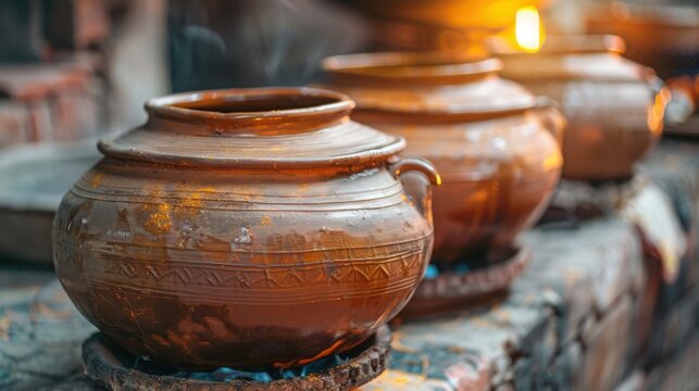 Clay Pot: A round cooking or storage vessel made from fired clay, adding depth of flavor to your dishes while bringing a rustic, earthy vibe to your kitchen.
