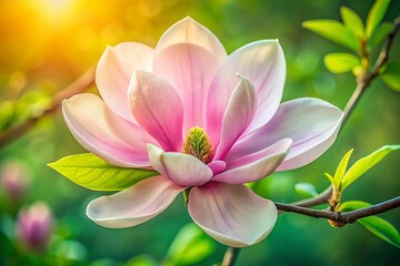 Fototapeta premium Majestic Magnolia Blossoms in Springtime - Rule of Thirds Composition
