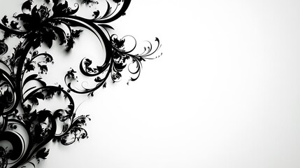 Black and white floral design corner art piece