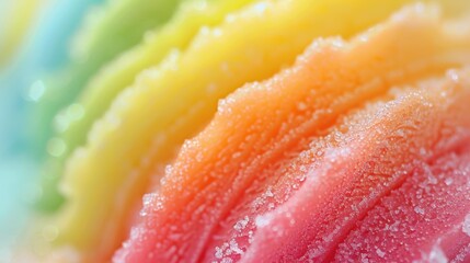 Rainbow Sherbet: A playful, frozen treat with layers of citrus and berry flavors in bright hues, creating a fun and flavorful dessert perfect for warm days.
