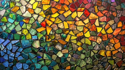Mosaic Tiles: Tiny, colorful glass or stone pieces crafted into complex patterns, often used in art, flooring, or architectural details for a timeless design.