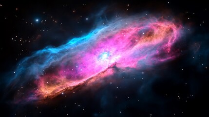 Fototapeta premium Vibrant Cosmic Cloud Formation in Deep Space with Star Clusters