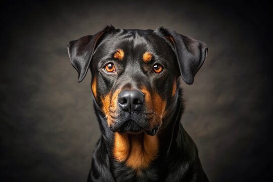 Majestic Pitweiler Mix Dog, Minimalist Portrait, Studio Shot