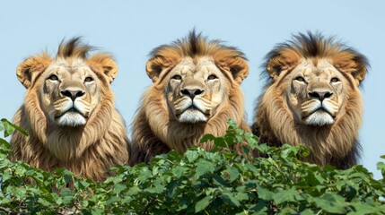 Majestic Lions Trio  African Wildlife  Pride  Savannah  Nature