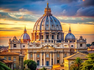 Obraz premium Majestic St. Peter's Cathedral Portrait Photography: Rome, Italy Architectural Detail