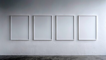 Blank canvas on white wall with empty posters