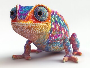 Obraz premium Colorful chameleon close-up studio animal photography bright lighting