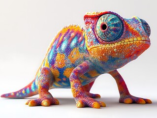 Obraz premium Vibrant chameleon in studio setting colorful animal portrait close-up