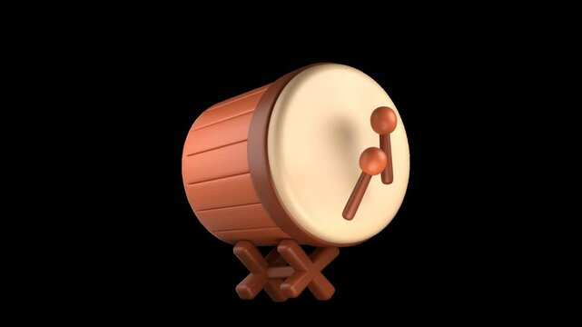 3D animated bedug icon with smooth motion, alpha channel, and transparent background. Perfect for Ramadan theme motion graphics and video projects