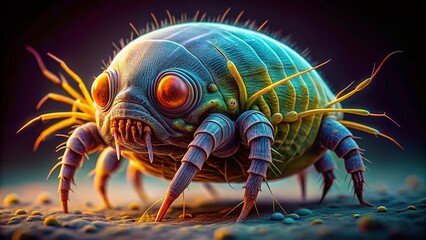 Microscopic Dust Mite Portrait: Detailed Close-Up of a House Dust Mite