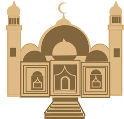 Illustrative design of a mosque building with modern-style architecture