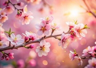 Obraz premium Miniature Almond Blossom Wonderland: Pink Dreamy Background