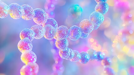 Streptococcus Bacteria Chain Close-up Abstract Background. Microbiology and Science Concept.