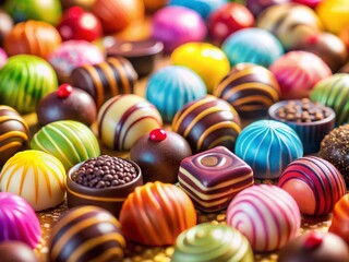 Miniature World of Assorted Chocolate Candies: A Tilt-Shift Delight