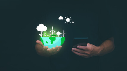 Carbon Dioxide Reduction To solve the global climate crisis and reduce global warming. Concept of...