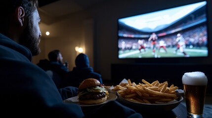 Football Game Night  Friends  Burgers  Beer  and Big Screen TV