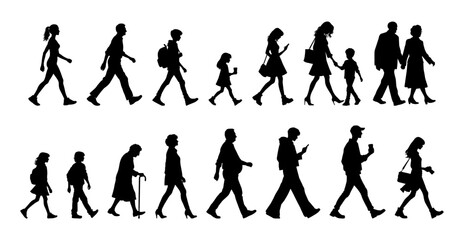 Vector illustration. Large set of silhouettes on a white background.