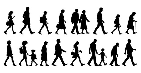 Obraz premium Vector illustration. Large set of silhouettes on a white background.