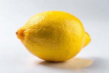 Minimalist Fresh Lemon Photography: Single Yellow Citrus Fruit on White Background
