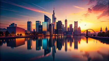 Fototapeta premium Minimalist Offenbach Harbor Skyline, Frankfurt View