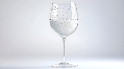 Elegant Sparkling Water in a Crystal Glass on a Simple Background