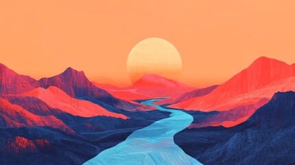 Erupting lava flow surreal abstract volcanic landscape digital art fantasy environment bird's eye...