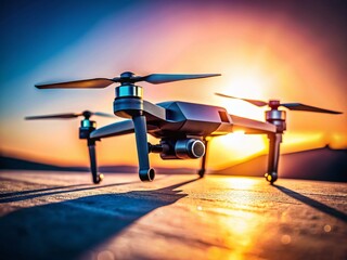 Minimalist Side Profile of Surveillance Drone, Upward Gaze