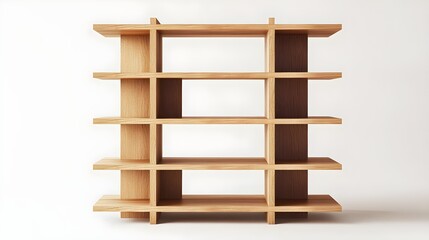 Modern Wooden Shelf Displaying Minimalist Design in Bright Indoor Space