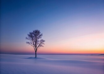Minimalist Sunset over Icy Landscape - Cold Winter Serenity