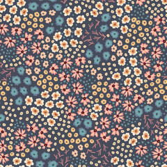 Beautiful Flower Meadow Floral Ditsy Seamless Vector Repeat Pattern