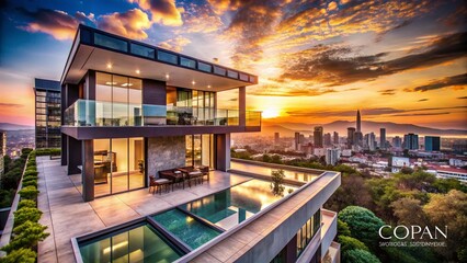 Fototapeta premium Modern Copan Building Architectural Photography: Exterior and Skyline Views