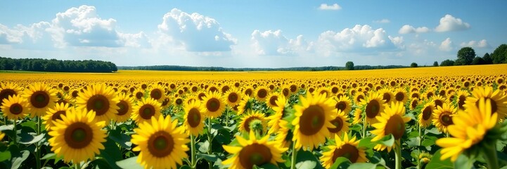Obraz premium Breathtaking landscape of endless sunflower fields in Ottawa, Ontario, Ottawa, Canada