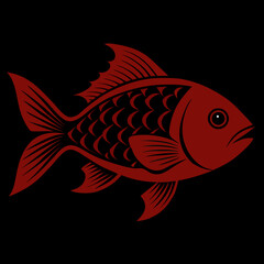 Fototapeta premium Stylized fish silhouette in red and black design