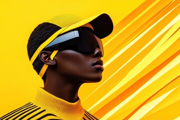 Futuristic Fashion Portrait of Model Wearing Adaptive AI Clothing