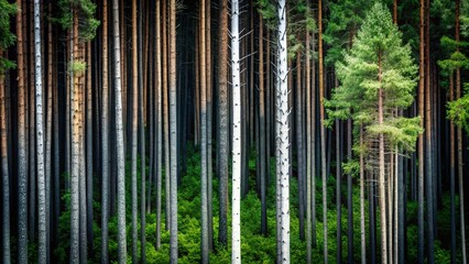 Obraz premium Monochrome Forest Scene: Striking White Stripe in Nature Photography