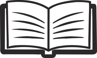 Illustration of an Open Book - Symbol of Reading, Open book silhouette vector isolated on white background, Knowledge, and Education.