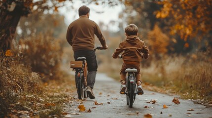 Autumn Family Bike Ride Together