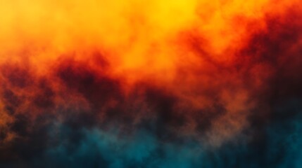 Fiery Abstract Background Orange and Teal Smoke Clouds