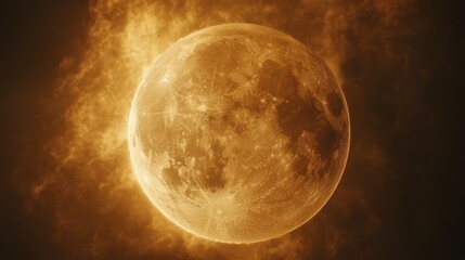 Naklejka premium Fiery Full Moon Eclipse Night Sky Space