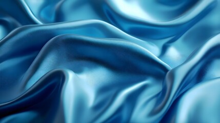 Obraz premium Close-up of Luxurious Blue Silk Fabric in Soft Waves and Gentle Light