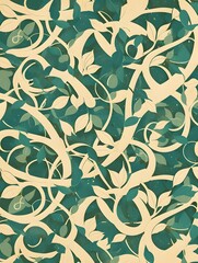 Lush Botanical Foliage Abstract Pattern with Swirling Curvy Leaves and Elegant Organic Shapes