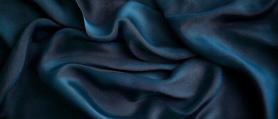 Obraz premium Dark Blue Silk Fabric Flowing Richly Texture Background Serene Artistic Display and Elegant Presentation