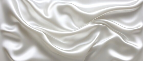 Obraz premium Elegant White Silk Fabric with Soft Waves for Luxury Fashion or Design Backgrounds and Textiles