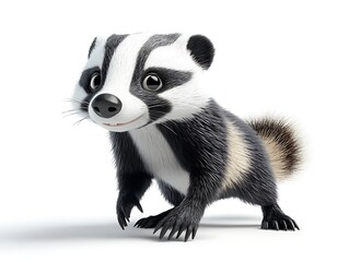 Obraz premium Charming cartoon badger character digital art creative environment playful view