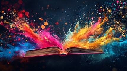 The Power of Knowledge: An Open Book Unleashing Colorful Creativity