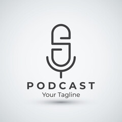 Obraz premium abstract podcast logo template vector design with modern trendy microphone audio Podcasts for studio interview multimedia and web design