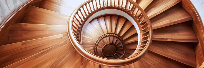 Elegant Spiral Staircase with Intricate Design and Polished Wood Steps