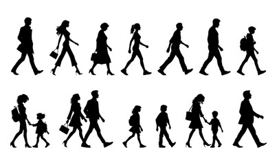 Vector illustration. Large set of silhouettes on a white background.