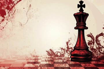 Obraz premium Elegant Red King Chess Piece on Vintage Background Design
